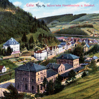 Calw Spörersche Handelsschule und Bahnhof, 1913