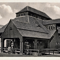 Leipzig -Weltausstellung-für-Buchgewerbe-und-Graphik-1914 -Die-alte-Haynburger-Papiermühle- Außenansicht