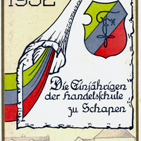 Schapen -Handelsschule -Absolvia-der-Einjährigen-1932- Rückseite-Unterschrift-Bernhard-Heitzel