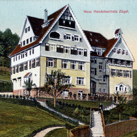 Calw, Neue Handelsschule Zügel, Poststempel 1909